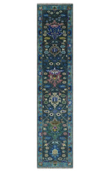 Antique Hand Knotted Green Moss and Blue Traditional Turkish Vintage Oushak Custom Made Wool Area Rug