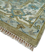 Antique Olive, Blue and Ivory Heriz Serapi Multi Size Wool Area Rug