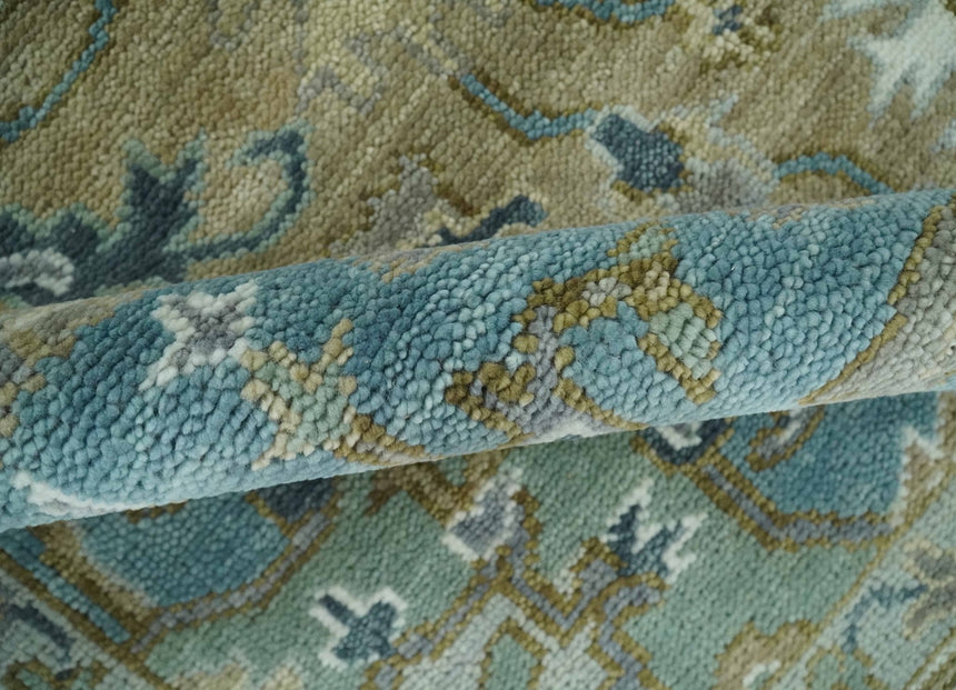 Antique Olive, Blue and Ivory Heriz Serapi Multi Size Wool Area Rug