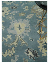 Antique Blue and Beige Multi size Hand Knotted Traditional Oushak Wool Area Rug