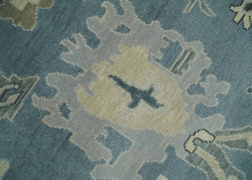 Antique Blue and Beige Multi size Hand Knotted Traditional Oushak Wool Area Rug