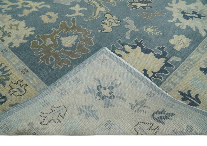 Antique Blue and Beige Multi size Hand Knotted Traditional Oushak Wool Area Rug