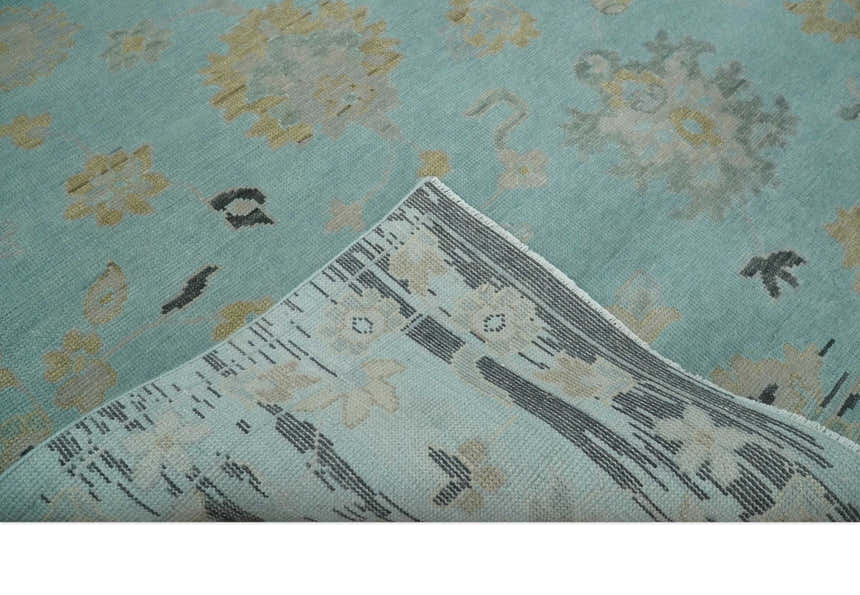 Antique Blue Charcoal Hand knotted Traditional Multi Size Oushak Wool Area Rug