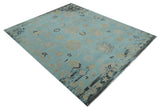Antique Blue Charcoal Hand knotted Traditional Multi Size Oushak Wool Area Rug