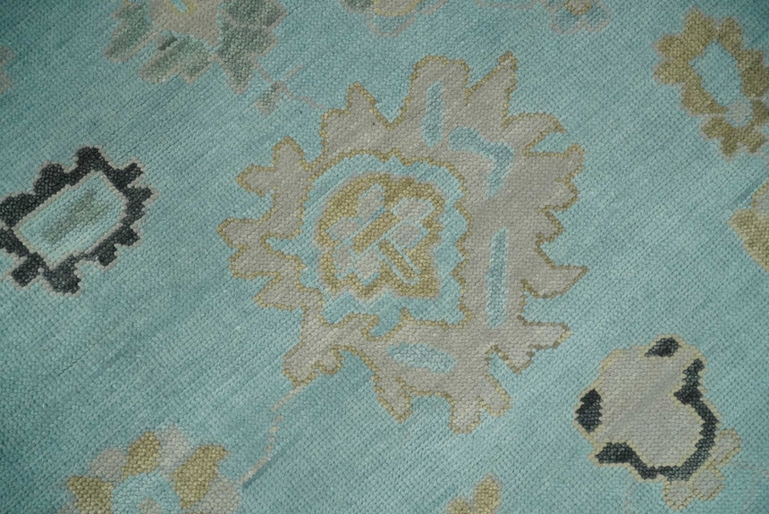 Antique Blue Charcoal Hand knotted Traditional Multi Size Oushak Wool Area Rug