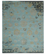 Antique Blue Charcoal Hand knotted Traditional Multi Size Oushak Wool Area Rug