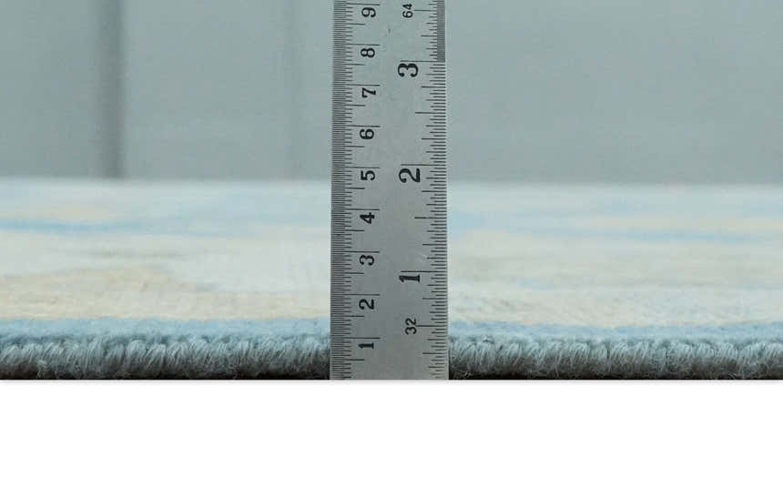 Blue, Silver and Brown Hand Knotted Traditional Oushak wool Rug