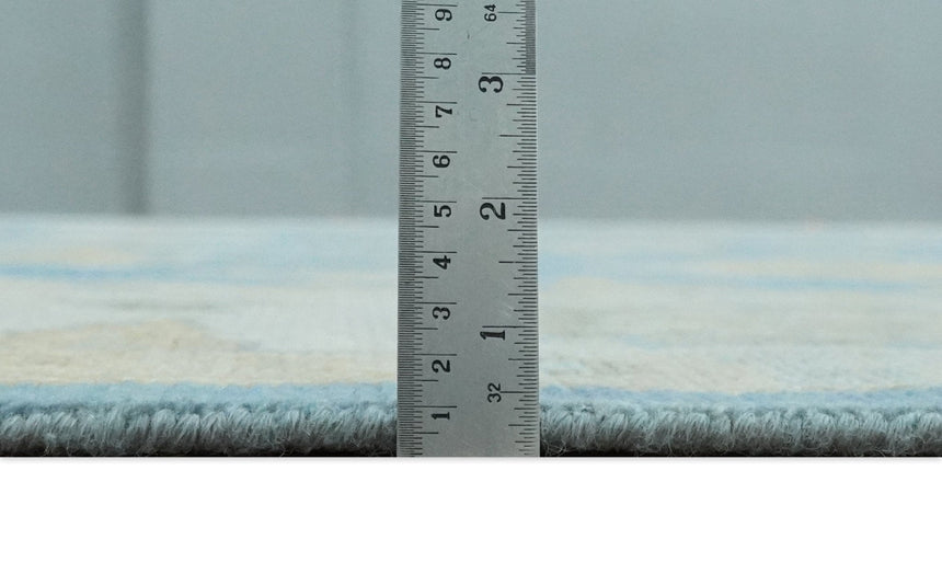 Blue, Silver and Brown Hand Knotted Traditional Oushak wool Rug