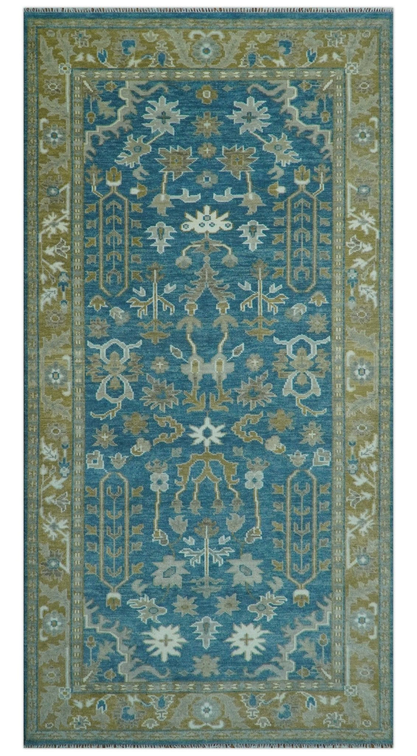 Antique Blue and Brown Persian Oushak Multi Size wool Area Rug
