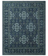Antique Blue and Silver Traditional Hand Knotted Vintage Oushak Wool Rug, Living Room Rug