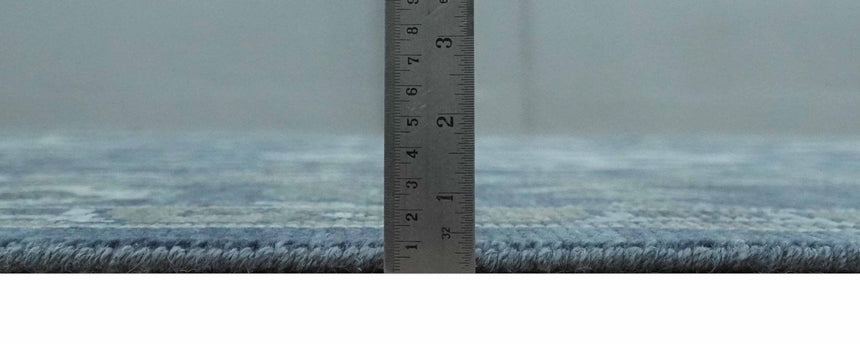 Antique Blue and Silver Traditional Hand Knotted Vintage Oushak Wool Rug, Living Room Rug