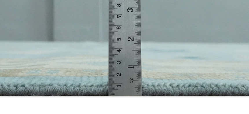 Antique Blue, Ivory and Beige Multi Size Traditional Oushak Wool Rug