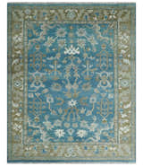 Antique Blue and Brown Persian Oushak Multi Size wool Area Rug
