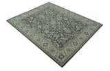 Antique Design 8x10 Charcoal and Beige Traditional Floral Hand Tufted rug