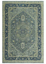 Antique design Gray, Olive and Blue Traditional Hand Knotted Custom Made wool Rug