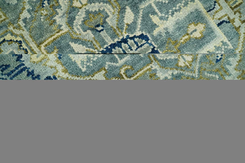 Antique design Gray, Olive and Blue Traditional Hand Knotted Custom Made wool Rug