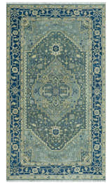 Antique design Gray, Olive and Blue Traditional Hand Knotted Custom Made wool Rug