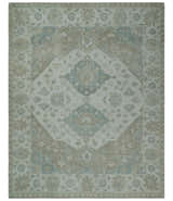 Antique Design Medallion Earthy Ivory and Camel 8x10 wool Area Rug