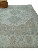 Antique Design Medallion Earthy Ivory and Camel 8x10 wool Area Rug