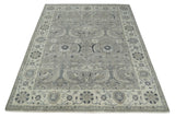 Custom Made Antique Distressed Brown and Beige Hand Knotted Traditional Oriental Oushak Wool Area Rug