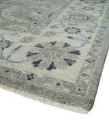 Custom Made Antique Distressed Brown and Beige Hand Knotted Traditional Oriental Oushak Wool Area Rug