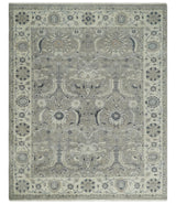 Custom Made Antique Distressed Brown and Beige Hand Knotted Traditional Oriental Oushak Wool Area Rug
