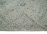Antique Distressed look Beige and Charcoal Low Pile Multi Size Oushak wool Area Rug