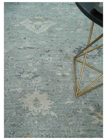 Antique Distressed Look Gray and Silver Low Pile Multi Size Oushak wool Area Rug