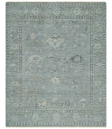 Antique Distressed Look Gray and Silver Low Pile Multi Size Oushak wool Area Rug