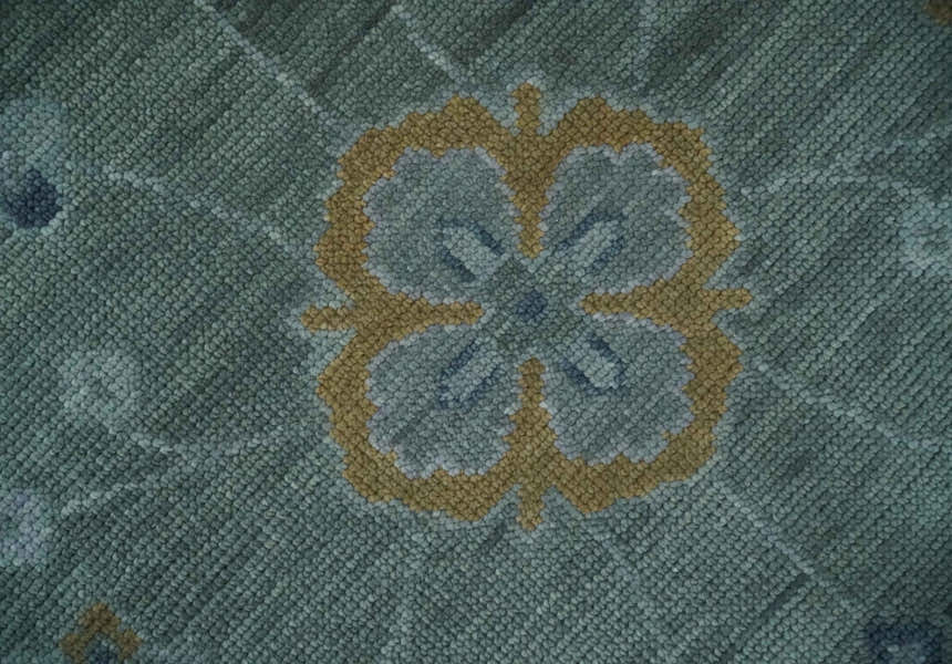 Antique Finish Gray Hand knotted Traditional Oushak Custom Made wool Area Rug