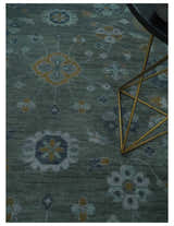 Antique Finish Gray Hand knotted Traditional Oushak Custom Made wool Area Rug