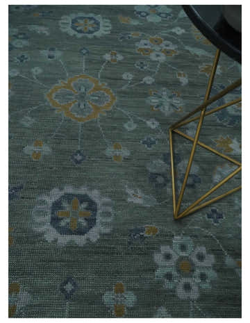 Antique Finish Gray Hand knotted Traditional Oushak Custom Made wool Area Rug