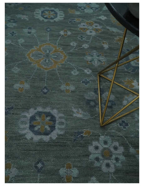 Antique Finish Gray Hand knotted Traditional Oushak Custom Made wool Area Rug