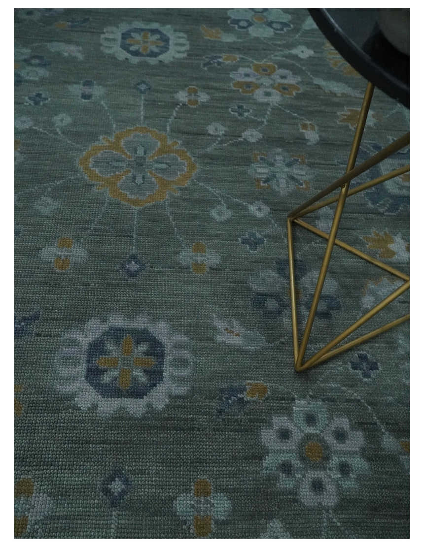 Antique Finish Gray Hand knotted Traditional Oushak Custom Made wool Area Rug