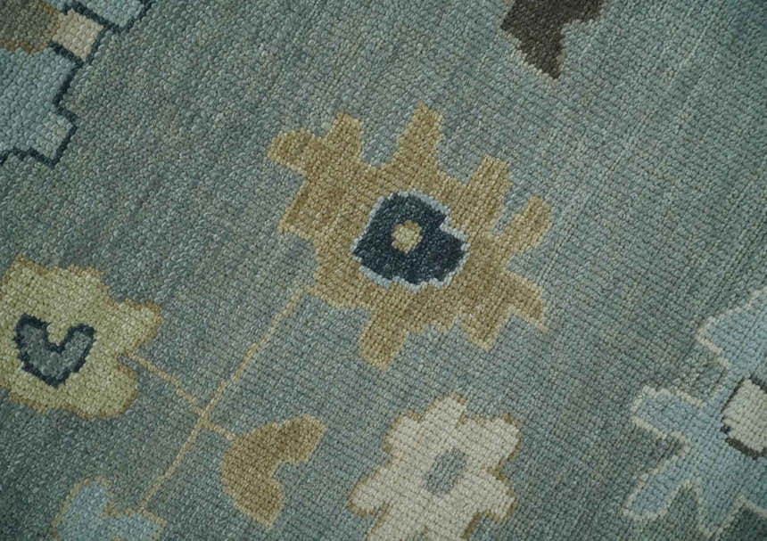 Antique Finish Multi Size Hand Knotted Oushak Silver and Beige Traditional Area Rug