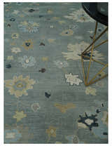 Antique Finish Multi Size Hand Knotted Oushak Silver and Beige Traditional Area Rug