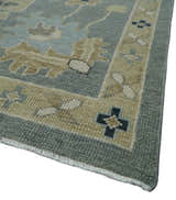 Antique Finish Multi Size Hand Knotted Oushak Silver and Beige Traditional Area Rug