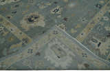 Antique Finish Multi Size Hand Knotted Oushak Silver and Beige Traditional Area Rug