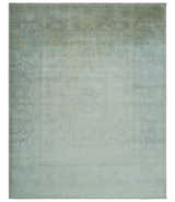 Antique Finish Silver, Gray and Charcoal Hand Knotted Oriental Oushak 8x10 wool Area Rug