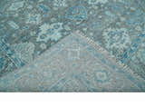 Antique Gray and Blue Hand Knotted 8x10 Oushak Turkish Wool Area Rug