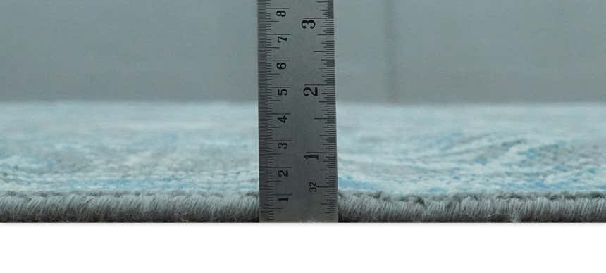 Antique Gray and Blue Hand Knotted 8x10 Oushak Turkish Wool Area Rug