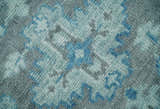 Antique Gray and Blue Hand Knotted 8x10 Oushak Turkish Wool Area Rug