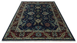Antique Hand Knotted Blue, Beige and Rust Traditional Oriental Oushak Custom Made Wool Area Rug