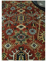 Antique Hand Knotted Brown and Blue Traditional Vintage Style Oushak Custom Made Wool Area Rug