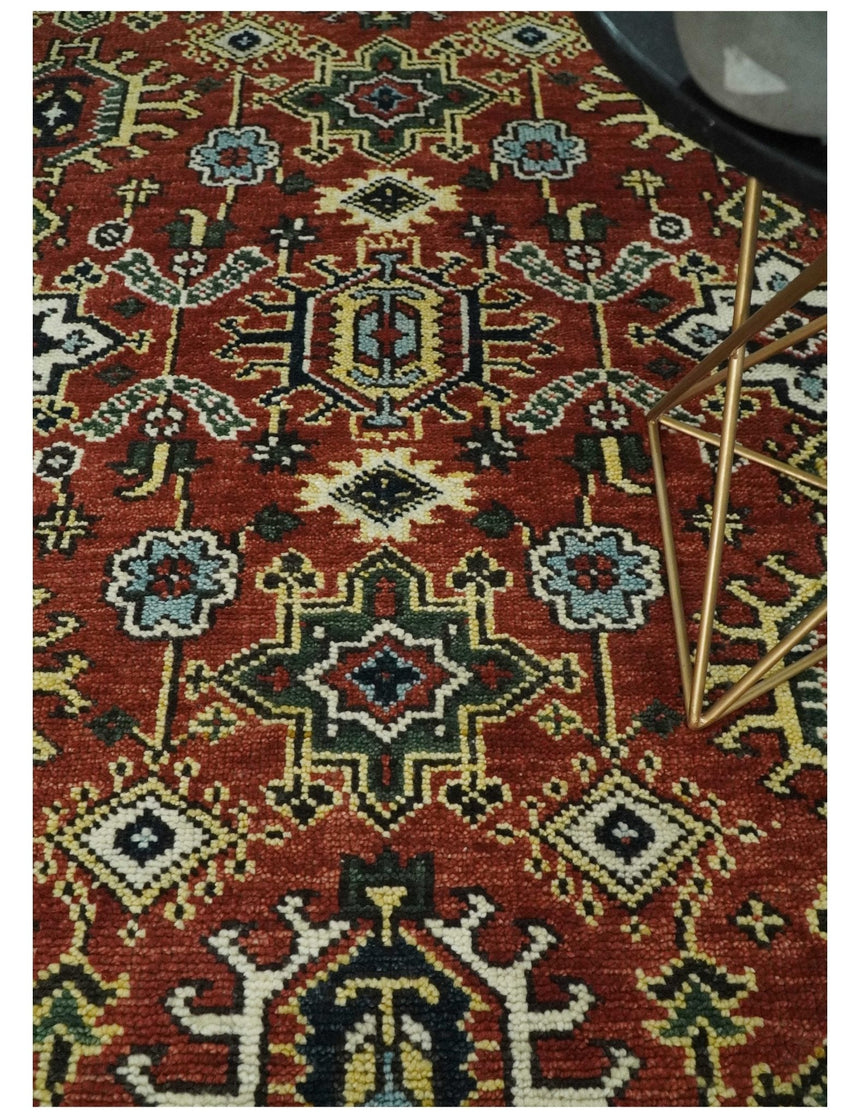 Antique Hand Knotted Brown and Blue Traditional Vintage Style Oushak Custom Made Wool Area Rug