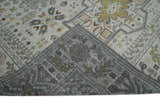 Vintage Distressed Turkish Hand Knotted Serapi Silver, Gray and Olive Traditional Custom Made wool Area Rug