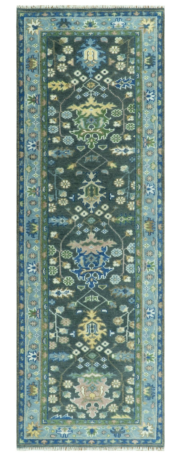 Antique Hand Knotted Green Moss and Blue Traditional Turkish Vintage Oushak Custom Made Wool Area Rug