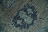 Antique Hand Knotted Beige, Charcoal and Silver Traditional Oushak wool Area Rug