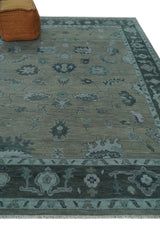 Antique Hand Knotted Beige, Charcoal and Silver Traditional Oushak wool Area Rug