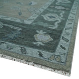Antique Hand Knotted Beige, Charcoal and Silver Traditional Oushak wool Area Rug